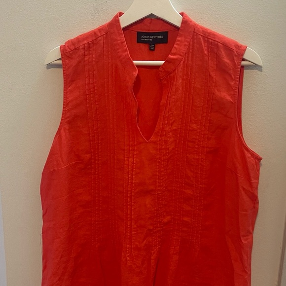 Linen Bright Sleeveless Top Size L Jones New York Vintage - Picture 3 of 7